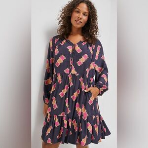 Anthropologie Flowy Navy Dress with Accents NWT!!